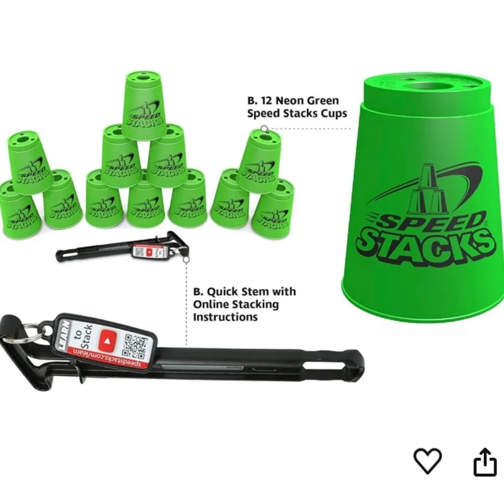 Speed stacks cup stacking set, 12 cups with cup stem holder kids skill game